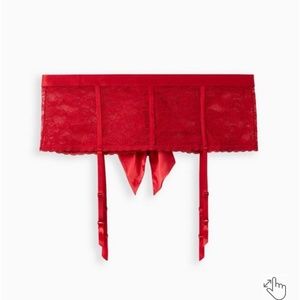 Red Lace Garter Belt with wide bow tie